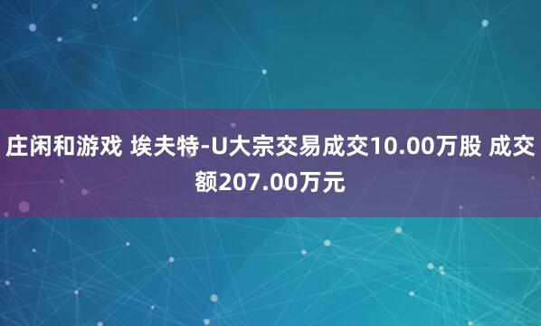 莊閑和游戲 埃夫特-U大宗交易成交10.00萬股 成交額207.00萬元