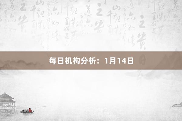 每日機構分析：1月14日