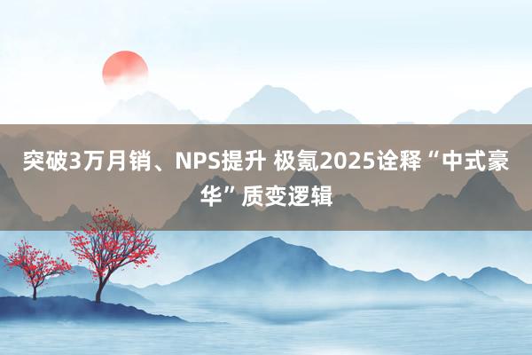 突破3萬月銷、NPS提升 極氪2025詮釋“中式豪華”質變邏輯