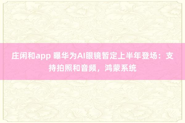 莊閑和app 曝華為AI眼鏡暫定上半年登場：支持拍照和音頻，鴻蒙系統(tǒng)