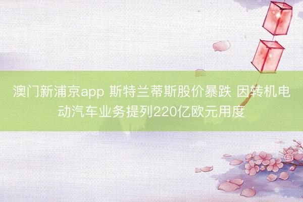 澳門新浦京app 斯特蘭蒂斯股價暴跌 因轉機電動汽車業務提列220億歐元用度