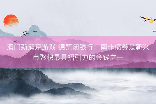 澳門新浦京游戲 德禁閉銀行：南非債券是新興市聚積最具招引力的金錢之一