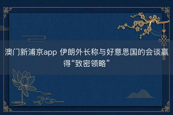 澳門新浦京app 伊朗外長稱與好意思國的會談贏得“致密領(lǐng)略”